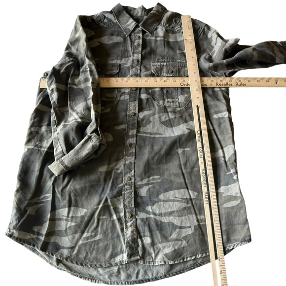 Express Camo Boyfriend Shirt Roll Tab Sleeve Utility Military Chic Pockets Small - Picture 5 of 9